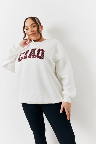 In The Style Cream Ciao Slogan Sweatshirt