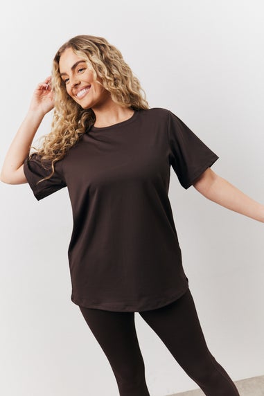 In The Style Brown Crew Neck Active T-Shirt