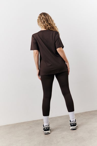 In The Style Brown Crew Neck Active T-Shirt