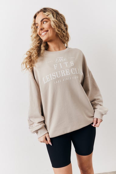 In The Style Stone Fit Leisure Club Graphic Oversized Sweatshirt