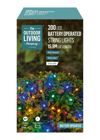 Premier Decorations 200 LED Multi-coloured Battery Operated String Lights