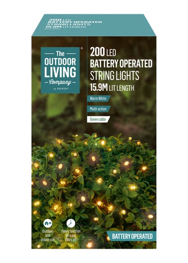 Premier Decorations 200 LED Warm White Battery Operated String Lights