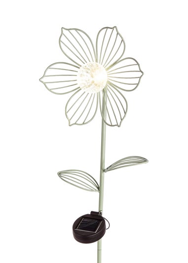 Premier Decorations Sage Green Solar Metal Flower Garden Stake Light