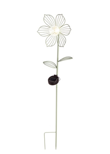 Premier Decorations Sage Green Solar Metal Flower Garden Stake Light