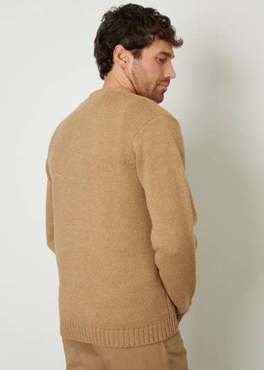 Threadbare Taupe Knitted V-Neck Cardigan