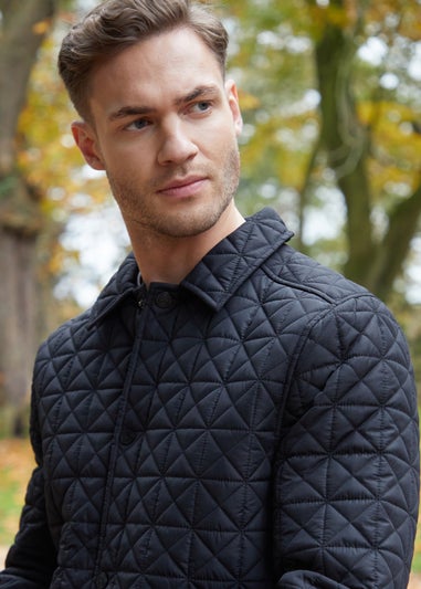 Threadbare Black Lightweight Collared Quilted Jacket