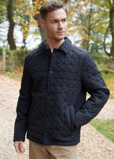 Threadbare Black Lightweight Collared Quilted Jacket