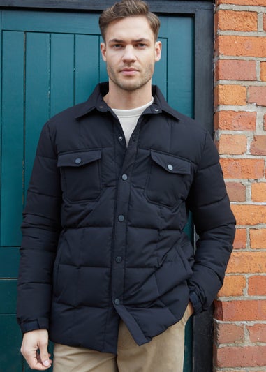 Threadbare Black Lightweight Collared Quilted Jacket