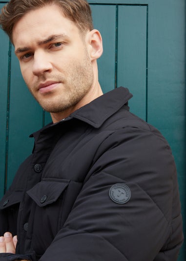 Threadbare Black Lightweight Collared Quilted Jacket