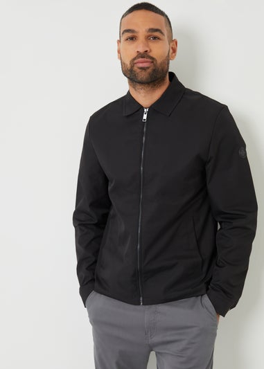 Threadbare Black Collared Lightweight Showerproof Zip-Through Jacket