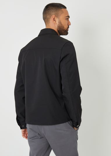 Threadbare Black Collared Lightweight Showerproof Zip-Through Jacket