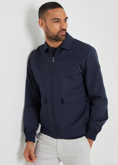 Threadbare Navy Sonton Patch Pocket Collared Zip-Through Jacket