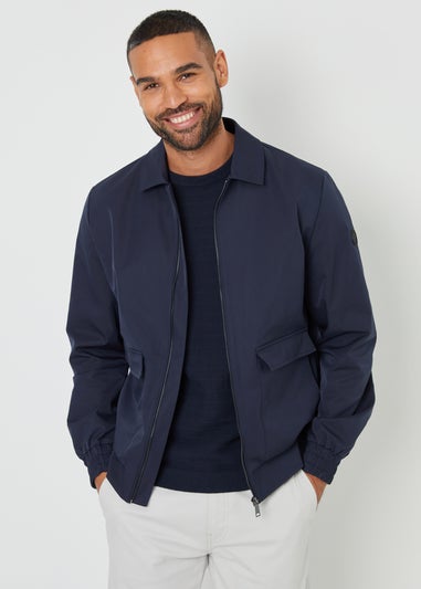 Threadbare Navy Sonton Patch Pocket Collared Zip-Through Jacket