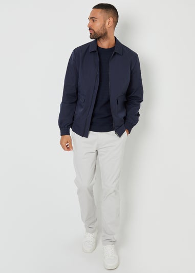 Threadbare Navy Sonton Patch Pocket Collared Zip-Through Jacket