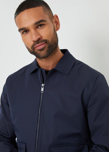 Threadbare Navy Sonton Patch Pocket Collared Zip-Through Jacket