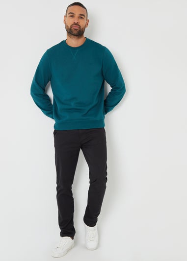 Threadbare Dark Green Cotton Blend Satsuma Crew Neck Sweatshirt