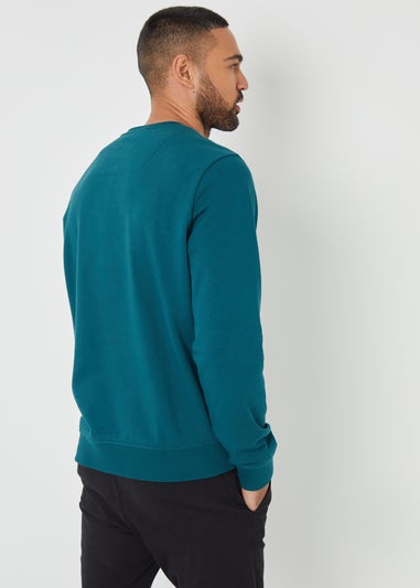 Threadbare Dark Green Cotton Blend Satsuma Crew Neck Sweatshirt