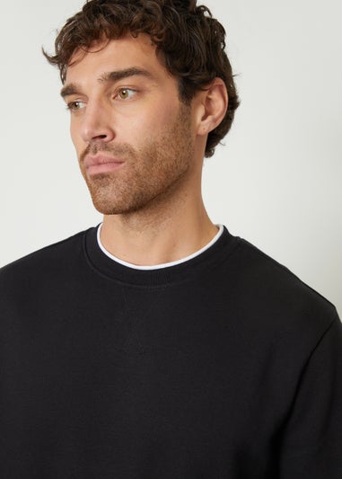 Threadbare Black Mock T-Shirt Crew Neck Sweatshirt