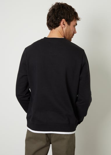 Threadbare Black Mock T-Shirt Crew Neck Sweatshirt