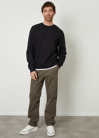 Threadbare Black Mock T-Shirt Crew Neck Sweatshirt