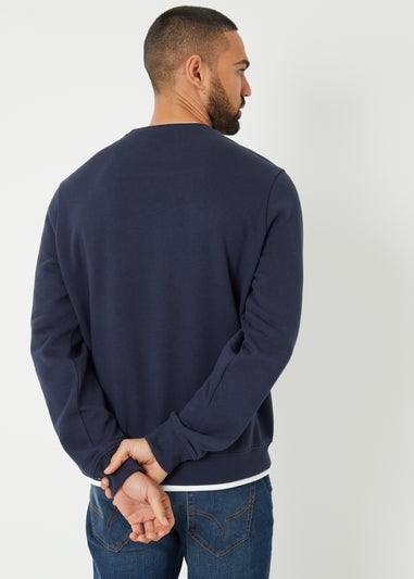 Threadbare Navy Mock T-Shirt Crew Neck Sweatshirt