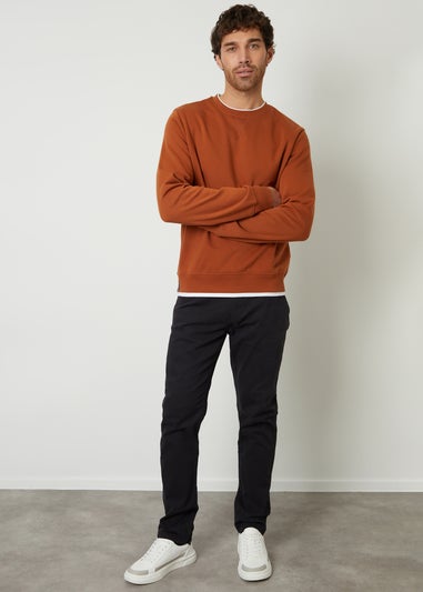 Threadbare Orange Mock T-Shirt Crew Neck Sweatshirt