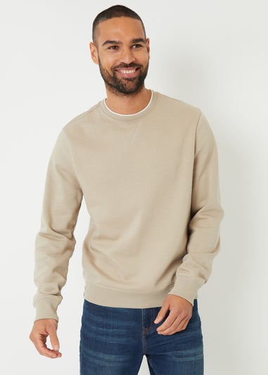 Threadbare Stone Mock T-Shirt Crew Neck Sweatshirt