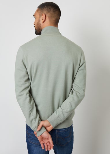 Threadbare Soft Green Mens Sage Quarter Zip Sweatshirt