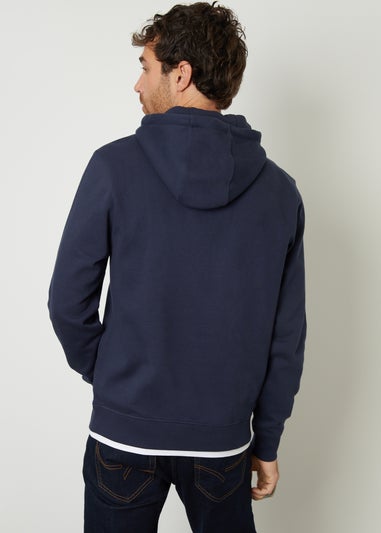 Threadbare Navy Mock T-Shirt Pullover Hoodie