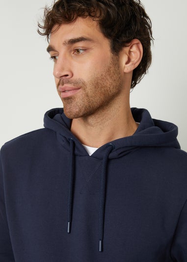 Threadbare Navy Mock T-Shirt Pullover Hoodie