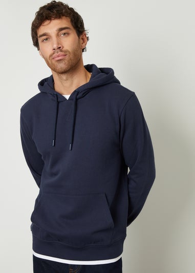 Threadbare Navy Mock T-Shirt Pullover Hoodie