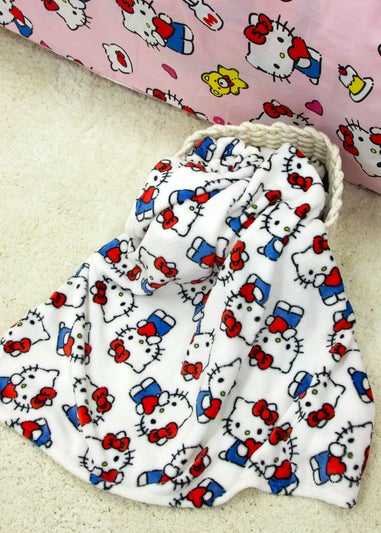 Hello Kitty White Heartheld Fleece Throw