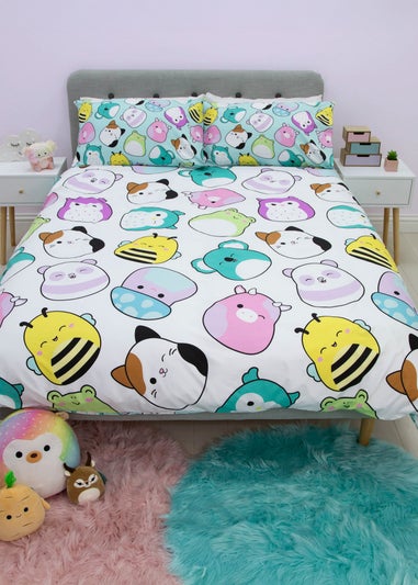 Squishmallows White Happy Brushed Microfiber Duvet Cover Set