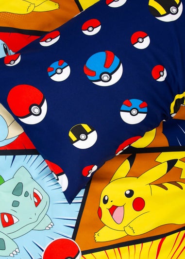 Pokemon Blue Retro Brushed Microfibre Duvet Cover Set