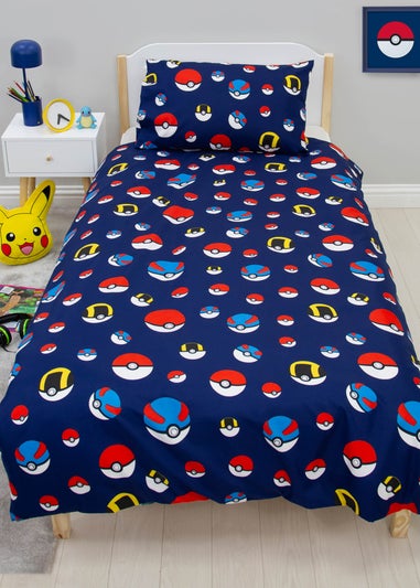 Pokemon Blue Retro Brushed Microfibre Duvet Cover Set