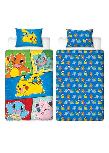 Pokemon Blue Retro Polycotton Duvet Cover Set