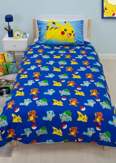 Pokemon Blue Retro Polycotton Duvet Cover Set