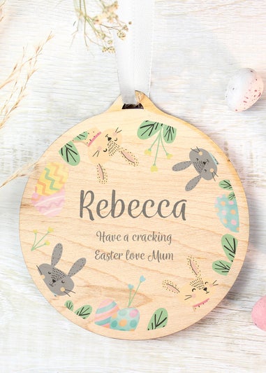 Personalised Memento Company Light Brown Easter Bunny Wooden Decoration