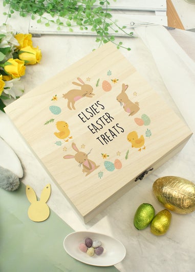 Personalised Memento Company Light Brown Easter Bunny Wooden Treat Box