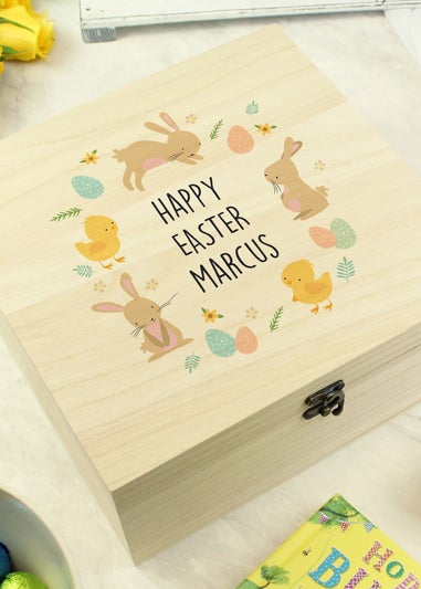 Personalised Memento Company Light Brown Easter Bunny Wooden Treat Box