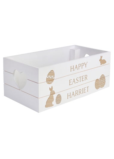 Personalised Memento Company White Easter Bunny Small Wooden Crate