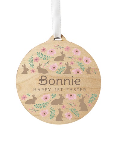 Personalised Memento Company Light Brown Floral Easter Tree Wooden Decoration