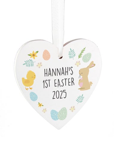 Personalised Memento Company White First Easter Heart Tree Decoration