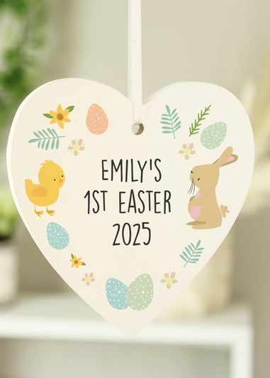 Personalised Memento Company White First Easter Heart Tree Decoration