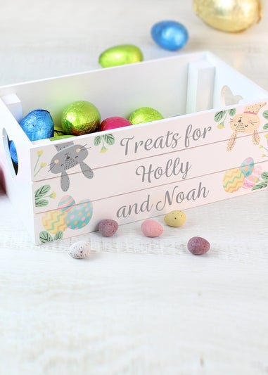 Personalised Memento Company White Easter Egg Hunt Small Wooden Crate