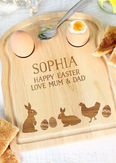 Personalised Memento Company Light Brown Spring Egg & Toast Board