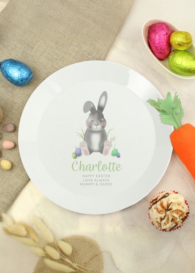 Personalised Memento Company White Easter Bunny Plastic Plate