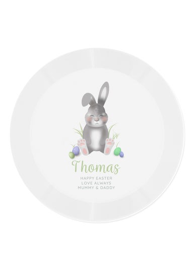 Personalised Memento Company White Easter Bunny Plastic Plate