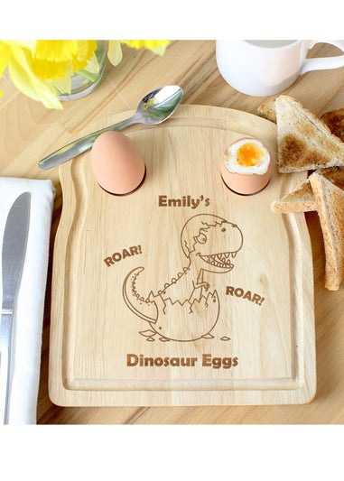 Personalised Memento Company Light Brown Dinosaur Egg & Toast Board