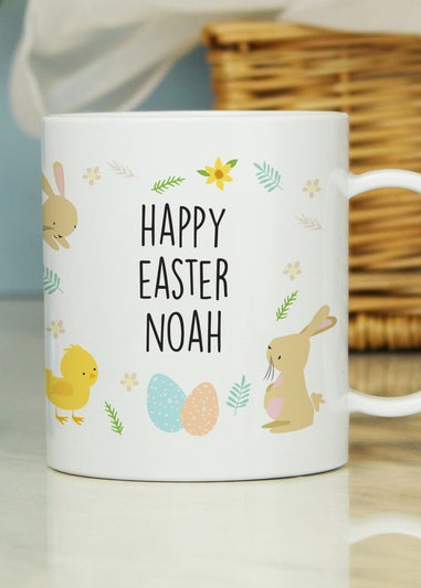 Personalised Memento Company White Easter Bunny Plastic Mug